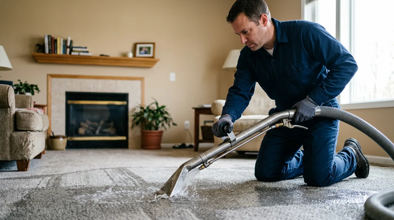 Water damage restoration technician working near Falmouth, KY